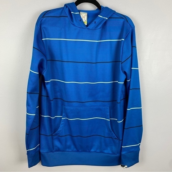 Burton Mens Snowboard Dryride Hoodie Sweater Small Blue Striped - Picture 2 of 15
